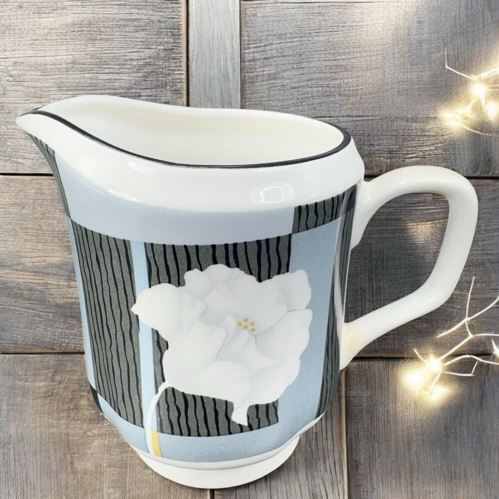 1988 Sango QUADRILLE Porcelain Small Pitcher Creamer Ambience Made In Korea VTG